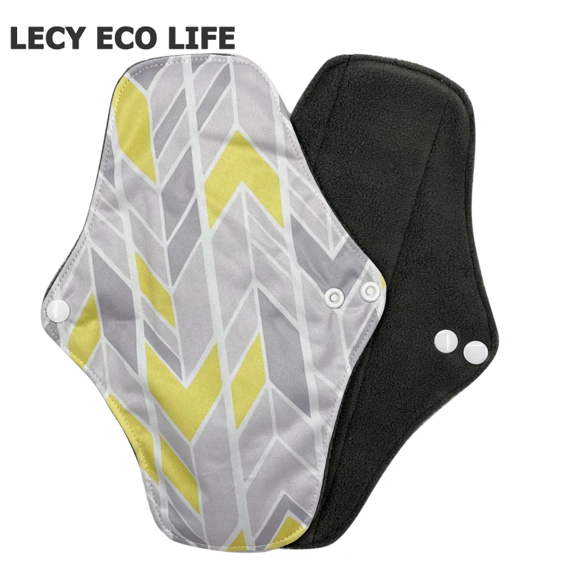 LECY ECO LIFE cloth menstrual pads for regular flow bamboo charcoal fleece inner , women reusable napkin pads Christmas gift