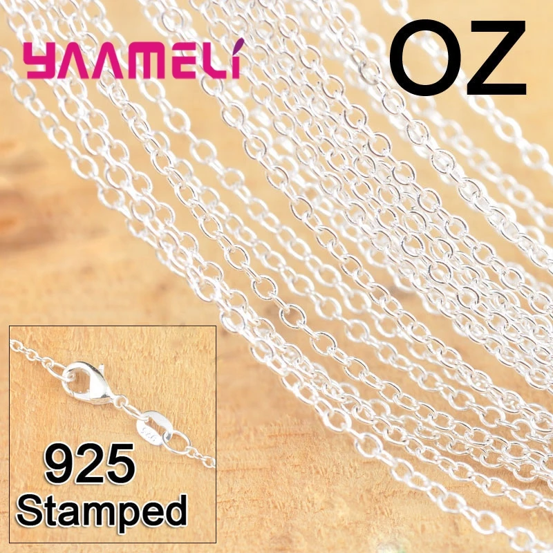 

50pcs Wholesale Fast Free Shipping 925 Sterling Silver Jewelry Link Rolo Chains Necklace with Lobster Clasps for Man Woman