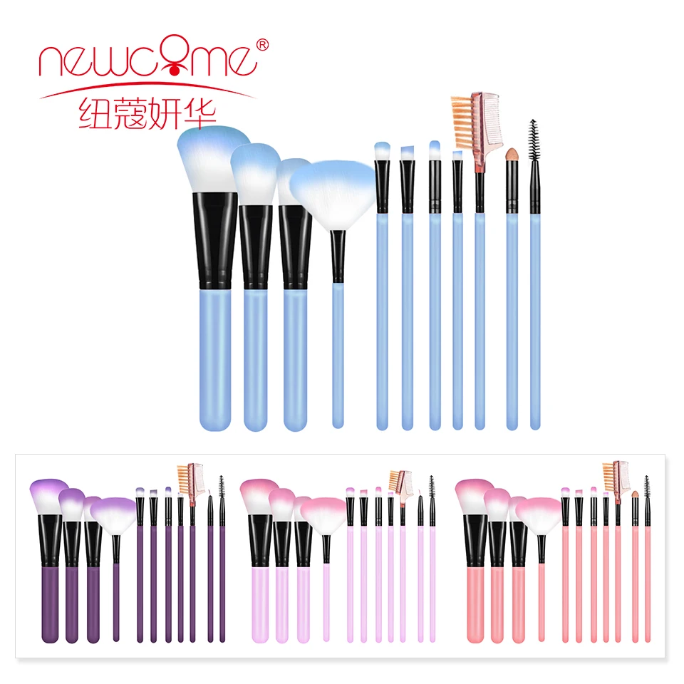 NEWCOME 11pcs Makeup Brush Set Eye Brush Beauty Tools Fan Powder Eyeshadow Contour Beauty Cosmetic Colorful For Make Up Tool