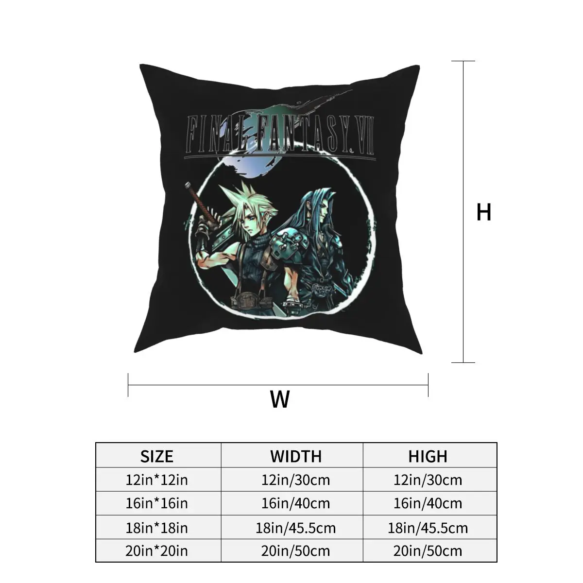 Cloud & Sephiroth Square Pillowcases Polyester Car Final Fantasy VII Video Game Cushion Case Cool Decorative Pillowcase 45*45cm