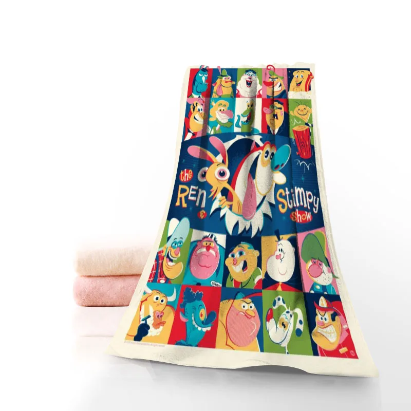 New Customizable Ren And Stimpy Anime Fitness Sports Portable Quick-Drying Towel Yoga Outdoor Bamboo Fiber Towels Size 35x75cm