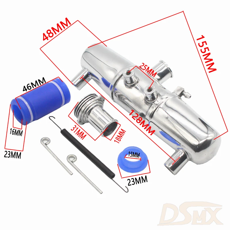 18001P Upgrade Aluminum Dual Exhaust Joint Tubing for 1/8 HPI Nitro Savage 4.6 5.9 RC Car Parts