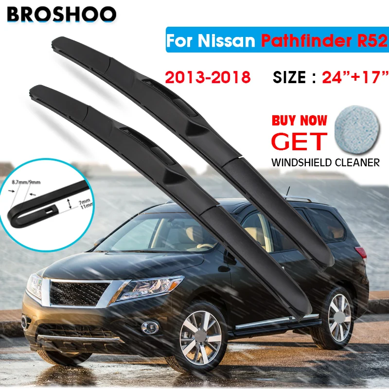 

Car Wiper Blade For Nissan Pathfinder R52 24"+17" 2013-2018 Windscreen Windshield Wipers Blades Window Wash Fit U Hook Arms