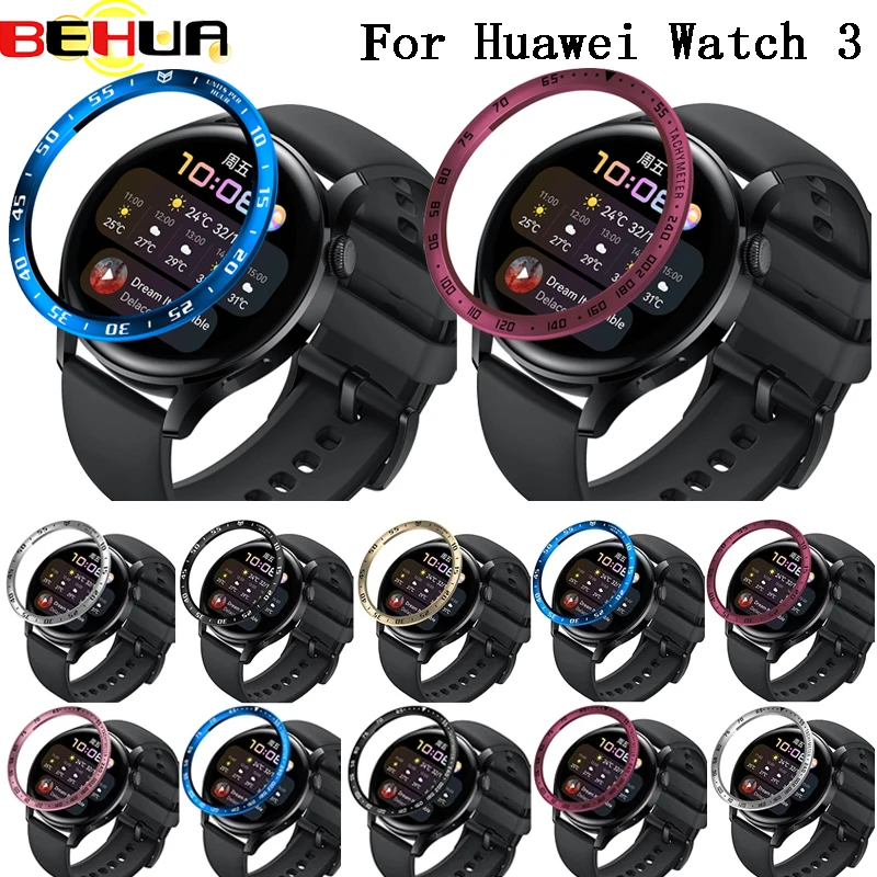 BEHUA الحافة حلقة غطاء لهواوي ساعة 3 Smartwatch الهاتفي لاصق مكافحة خدش حماية حافظة معدنية لهواوي Watch3 الموضة