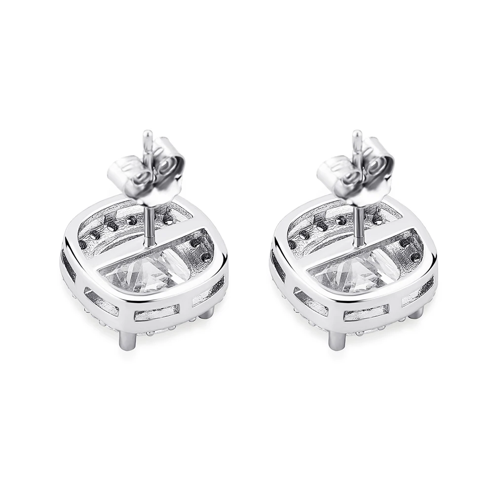 TOPGRILLZ Colorful Square Stud Earrings Full Bling Iced Out Prong Setting Cubic Zirconia Earring For Women Ear Jewelry
