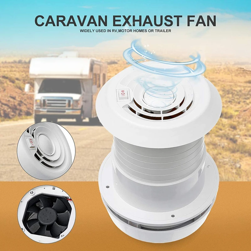 12V RV Top Mounted Round Vent Business Vehicle Yacht Mushroom Head Silent Fan Boutique Hot-Selling Modification Accessories image 2