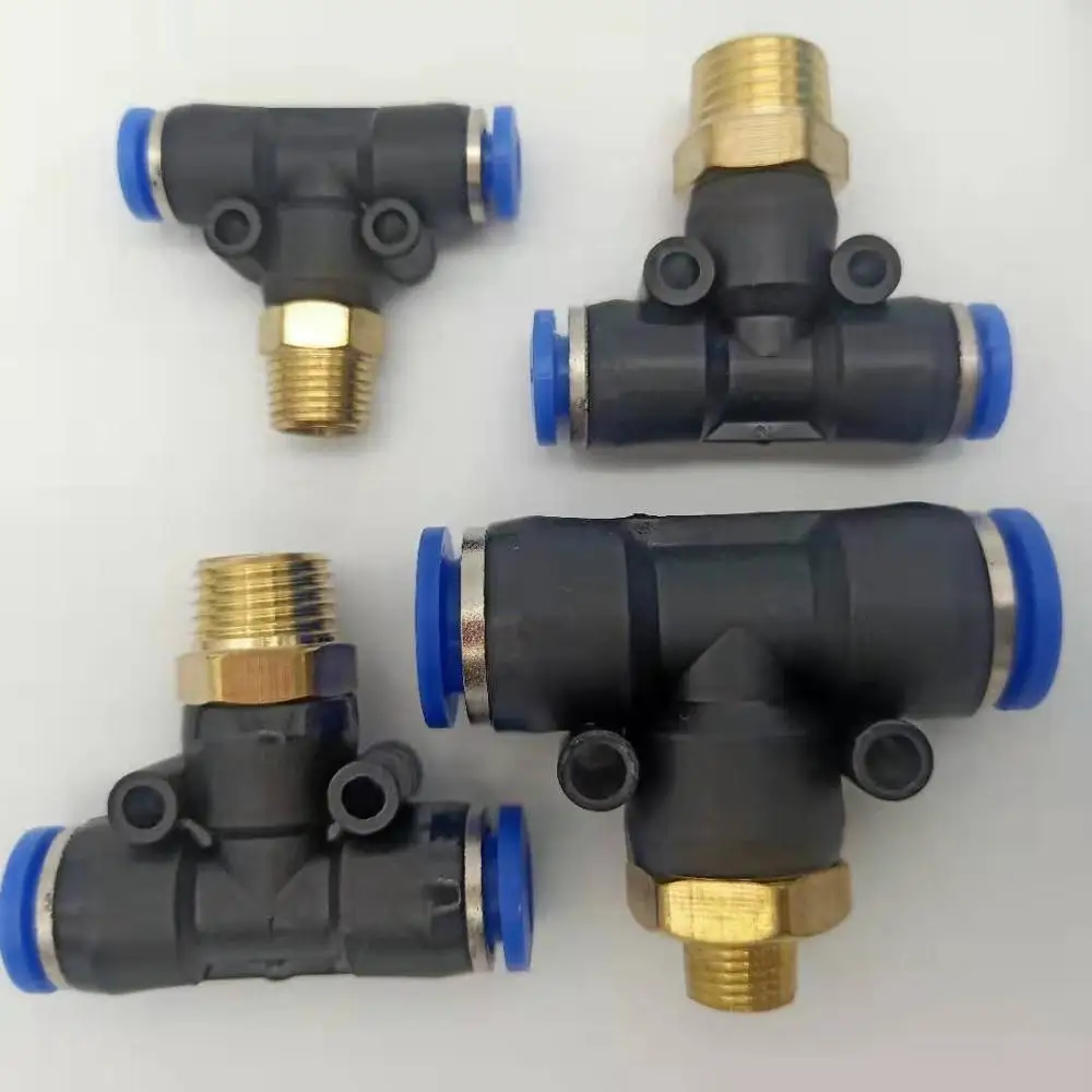 T-type three-way quick connection with pneumatic positive side thread PB8-01 PB8-02 PB8-03 PB10-01 PB10-02 PB10-03 PB10-04