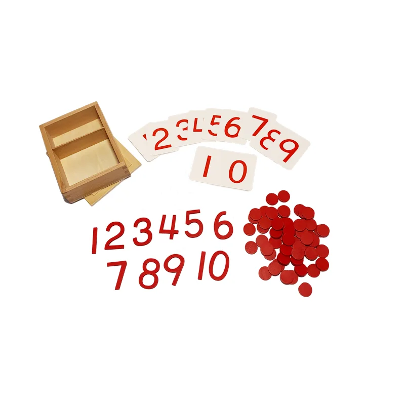 Montessori Math Toys Wooden Cut-Out Number Puzzles With Cards Counting Game for Children Homeschool Early Educational Equipment