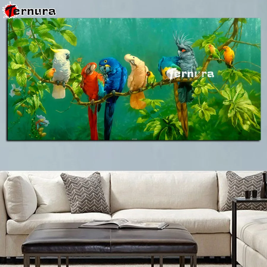 5D Diy Diamond Painting Artistic Parrot Bird on Branches Wood Landscape large Decor Rhinestones Mosaic Inlay Diamond Embroidery