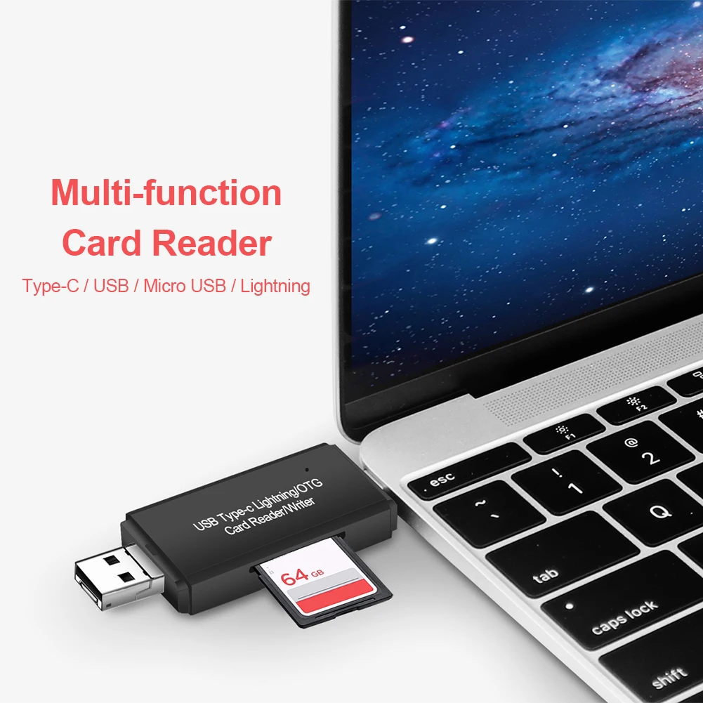 เครื่องอ่านการ์ดOTGโทรศัพท์PC USB 2.0 3.0ประเภทC Micro USB SD TF 8 Pin Card AdapterสำหรับiPhone Android