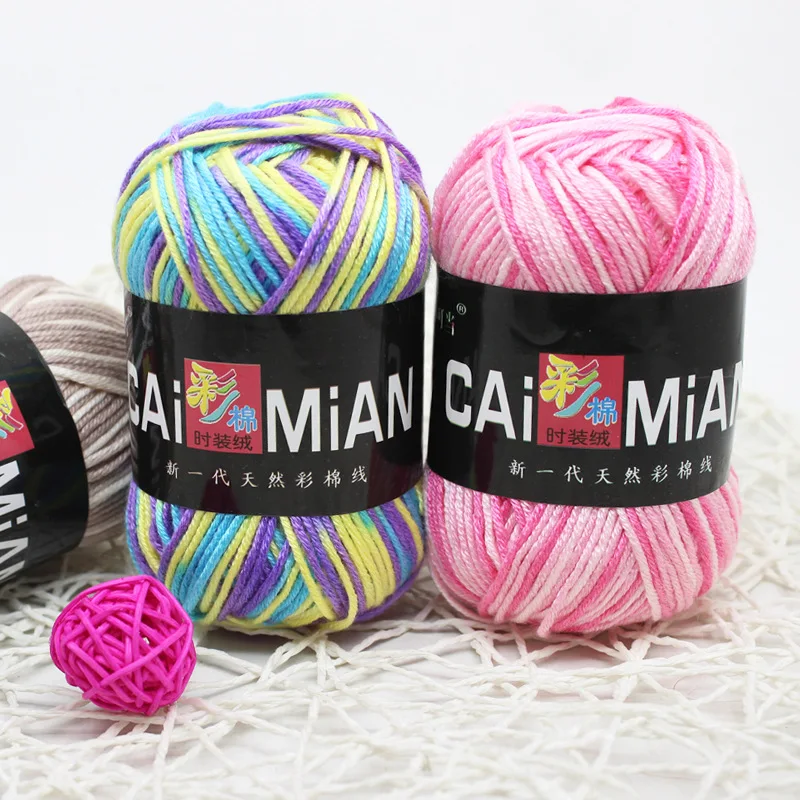 1pc Melange Yarn Ring Worsted Blended Knitting Yarn for Knitting Colorful Fine Dye 50g/pc