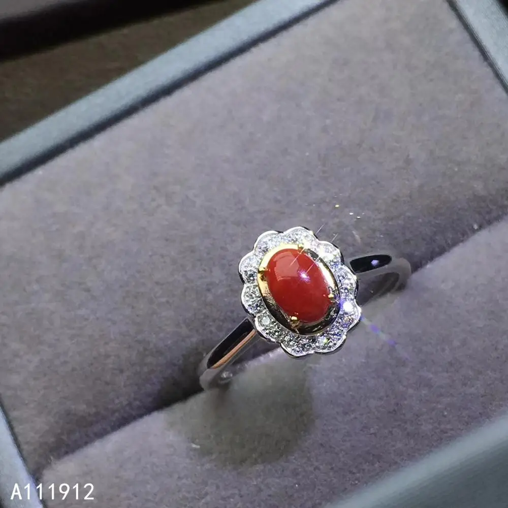 

KJJEAXCMY fine jewelry natural red coral 925 sterling silver new women ring support test trendy