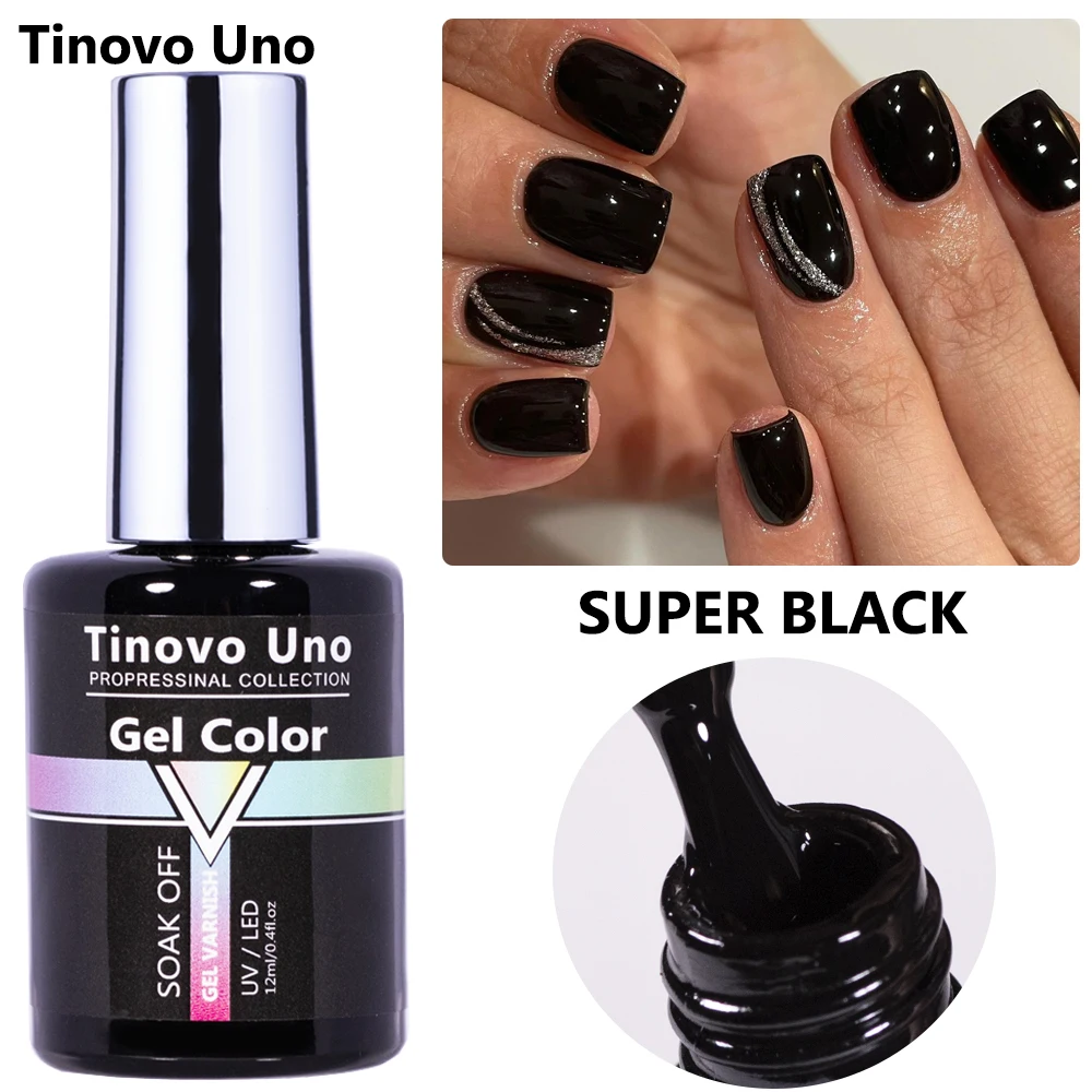 

Tinovo Uno 12ML Uv Gel Nail Polish Super Black High Pigment Nails Supplies Salon Gellak One Layer Smooth Lacquer Varnish Lak Art