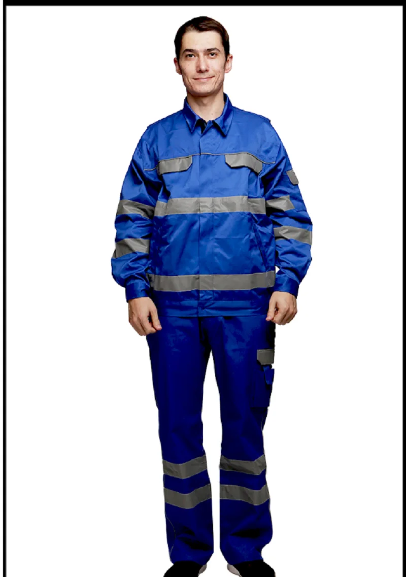 Hi Viz Safety Coverall Durable Reflective Wear-Resistant Uniforms Cotton Welding Suit Workshop Mechanic Electrician Working Suit