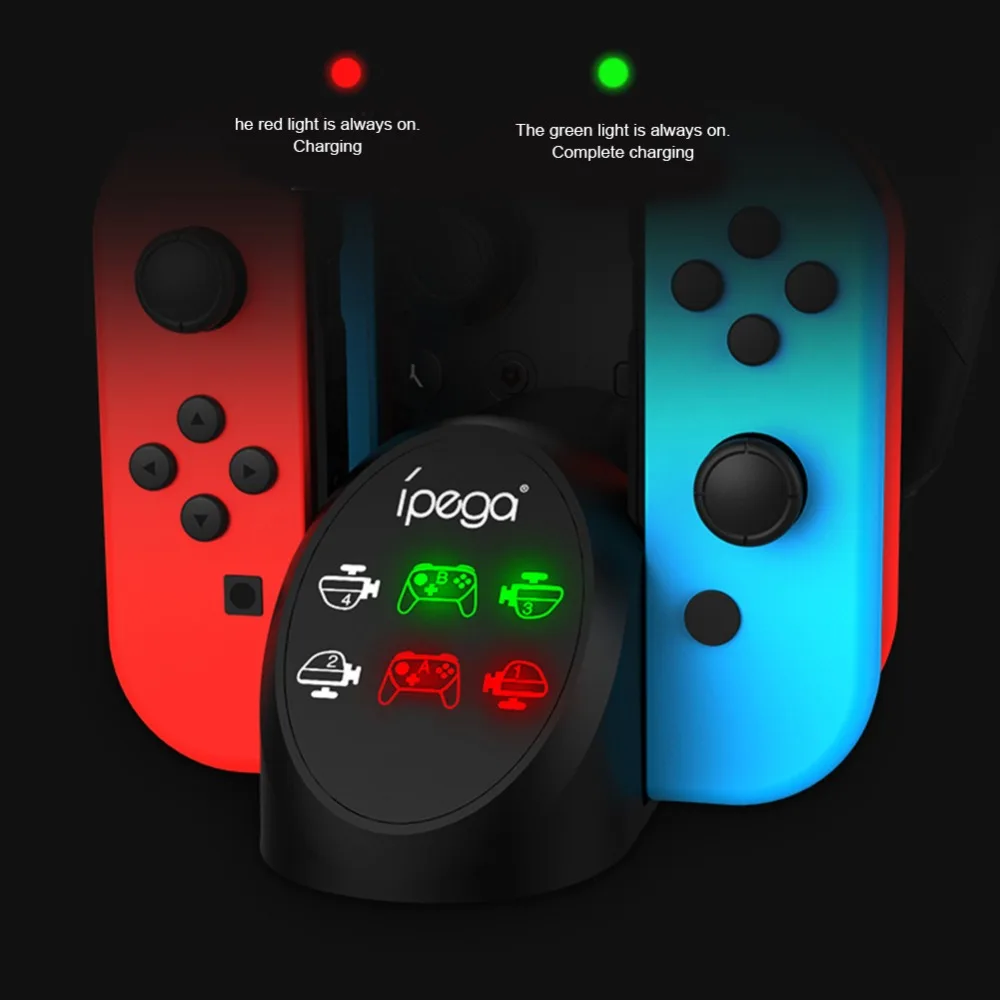 iPega PG-9187 Caricatore per controller di gioco Supporto per stazione di ricarica per console di gioco di controllo Nintendo Switch con indicatore