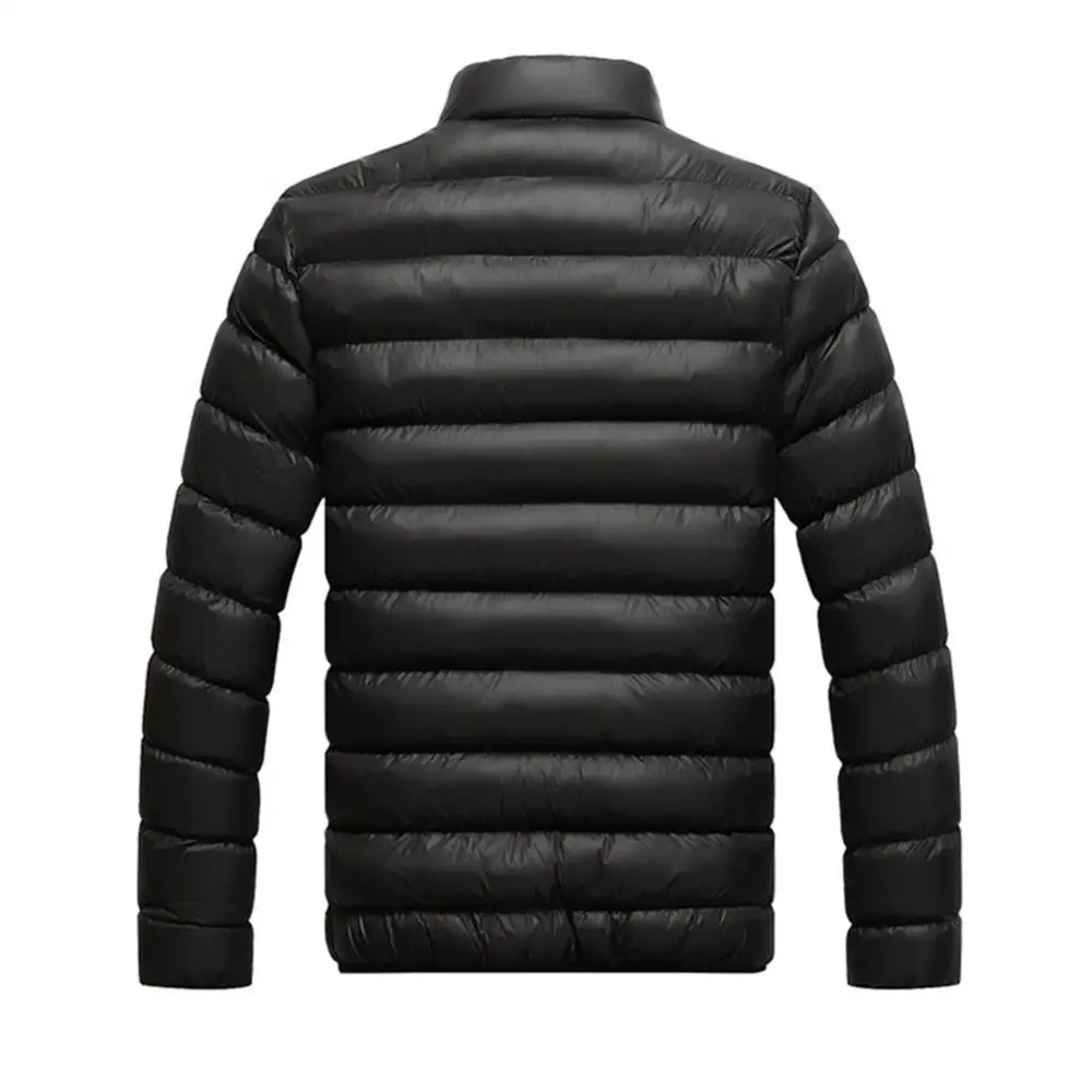 Casaco masculino de inverno com zíper, jaqueta grossa acolchoada com gola alta, casaco de neve, roupa casual para escalada