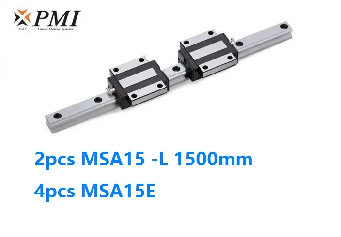 

2pcs origial Taiwan PMI MSA15 -L 1500mm linear guide + 4pcs MSA15E flange carriage blocks for CNC router