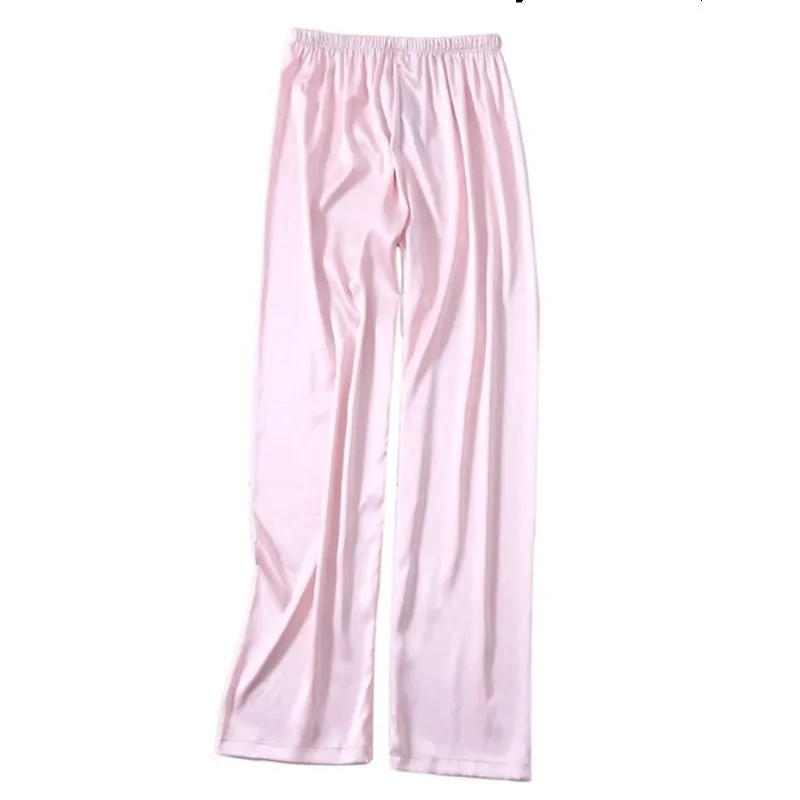 Women \'s Pajamas Satin Pants Home Wear Ladies Sleep Bottoms Silk Trousers 3XL Pink