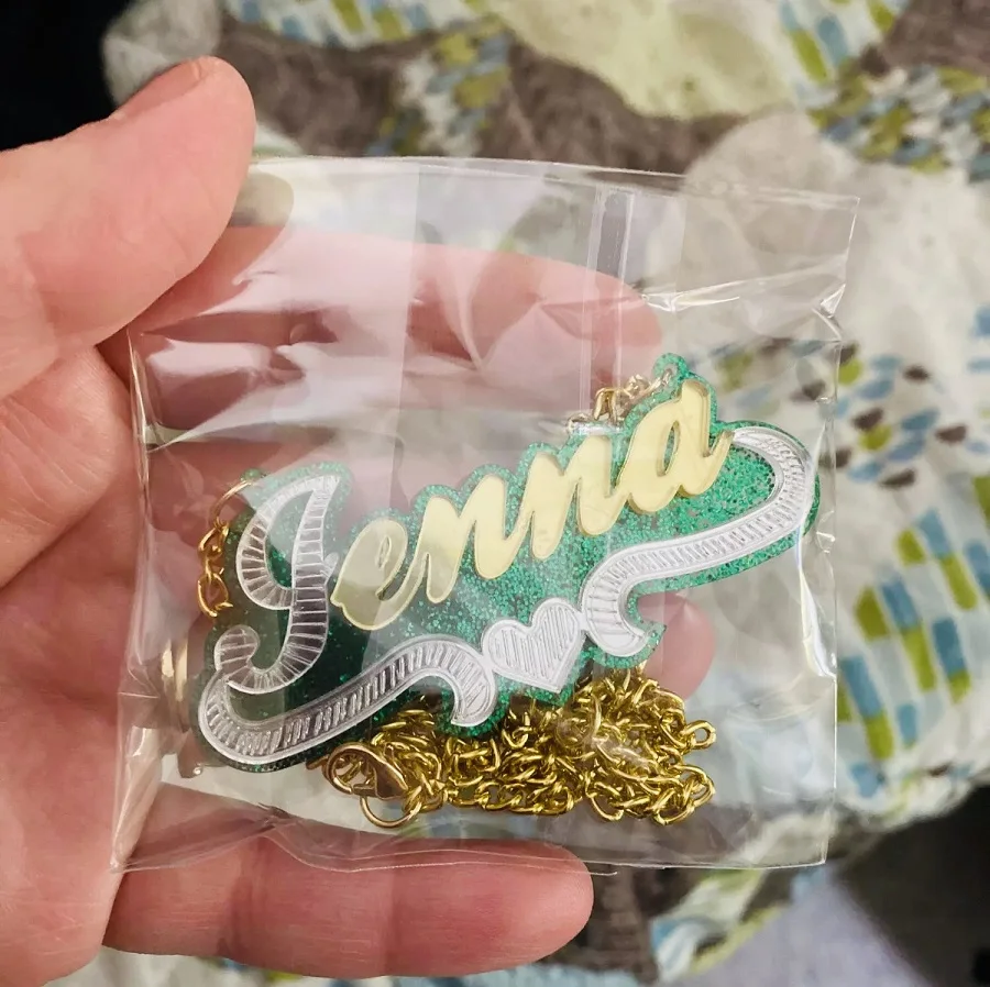 Personality Custom Name Acrylic Bamboo Earrings Name Necklace Cartoon Rainbow Name Women Jewelry Baby Gifts Set Custom Earrings