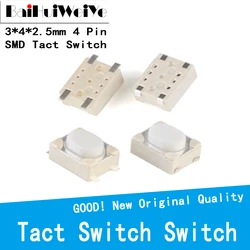 50PCS/LOT 3*4*2.5mm SMD Tact Switch 4 Pin Touch Micro Switch Push Button Switches 3x4x2.5H White Button Car Remote Key Button