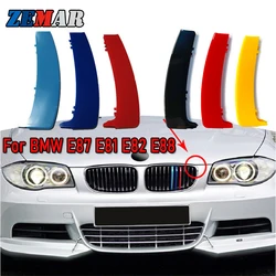 3pcs ABS Germany Flag Color Car Racing Grille Strip Trim Clip M Power For BMW E87 E82 E81 E88 1 Series Accessories 2004-2011