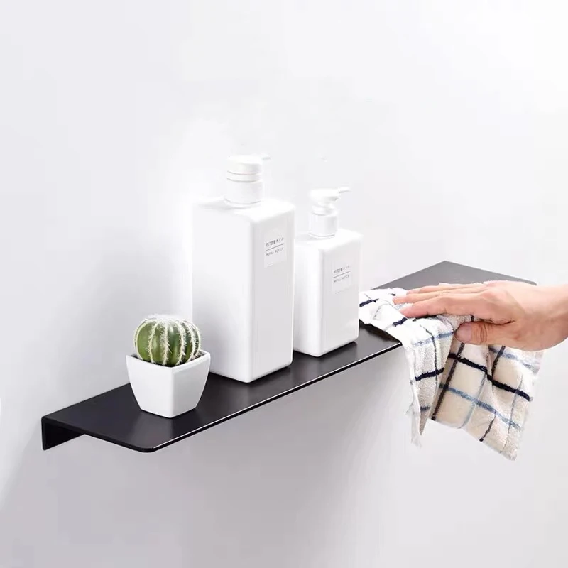 Bathroom Organizer Rack Black Space Aluminum Wall Mounted Kitchen Accessory Tray Shower Storage Rack Shampoo Cosmetic Shelf