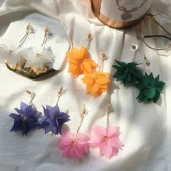 New fashion Vintage Fresh Lotus Long Petal Stud Earrings For Women girl Accessories  jewelry wholesale