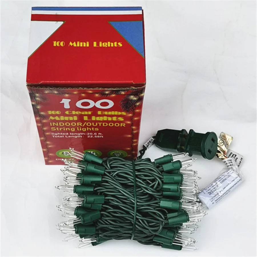 7M 100 Count Clear Christmas String Light Outdoor Incandescent Bulbs Mini Fairy Light Garland for Patio Holiday Party Decor