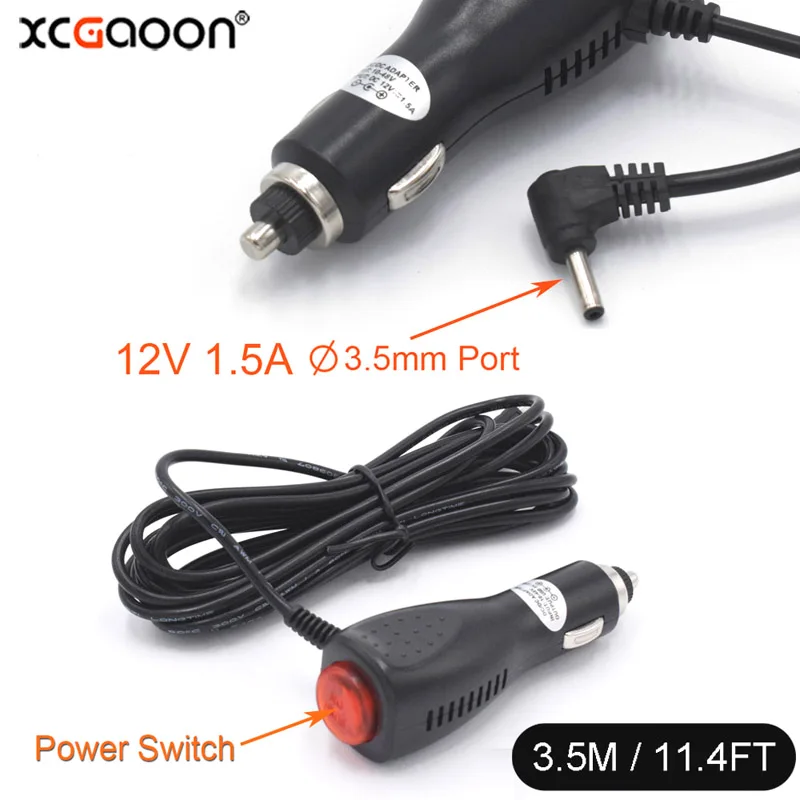 

XCGaoon 3.5mm Port Car Charger for Car Radar Detector / DVR Camera / GPS, input DC 12V-24V Output DC 12V 1.5A, Cable Length 3.5m