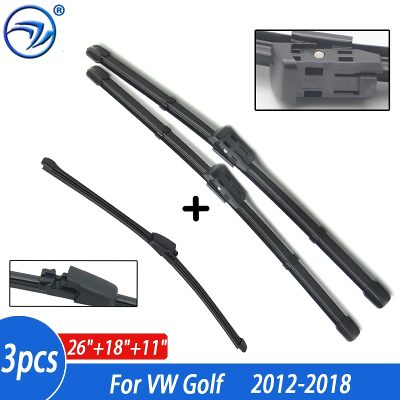 LHD RHD Wiper Front Rear Wiper Blades Set For VW Golf MK 7 2012- 2018 2017 2016 Windshield Windscreen 26\