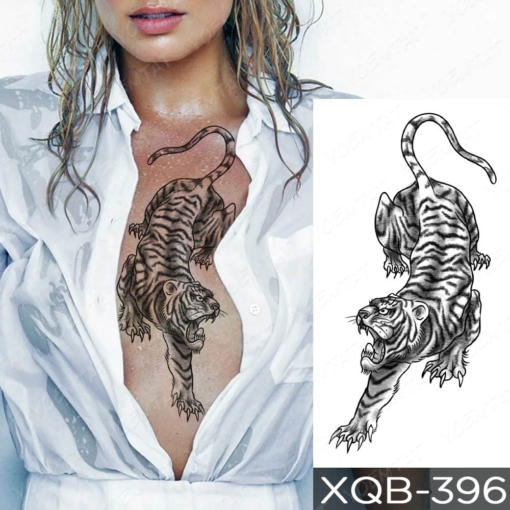 Waterproof Temporary Tattoo Sticker Tiger Old School Animals Flash Tattoos Prajna Sword Eagle Forest Body Art Arm Fake Tatoo