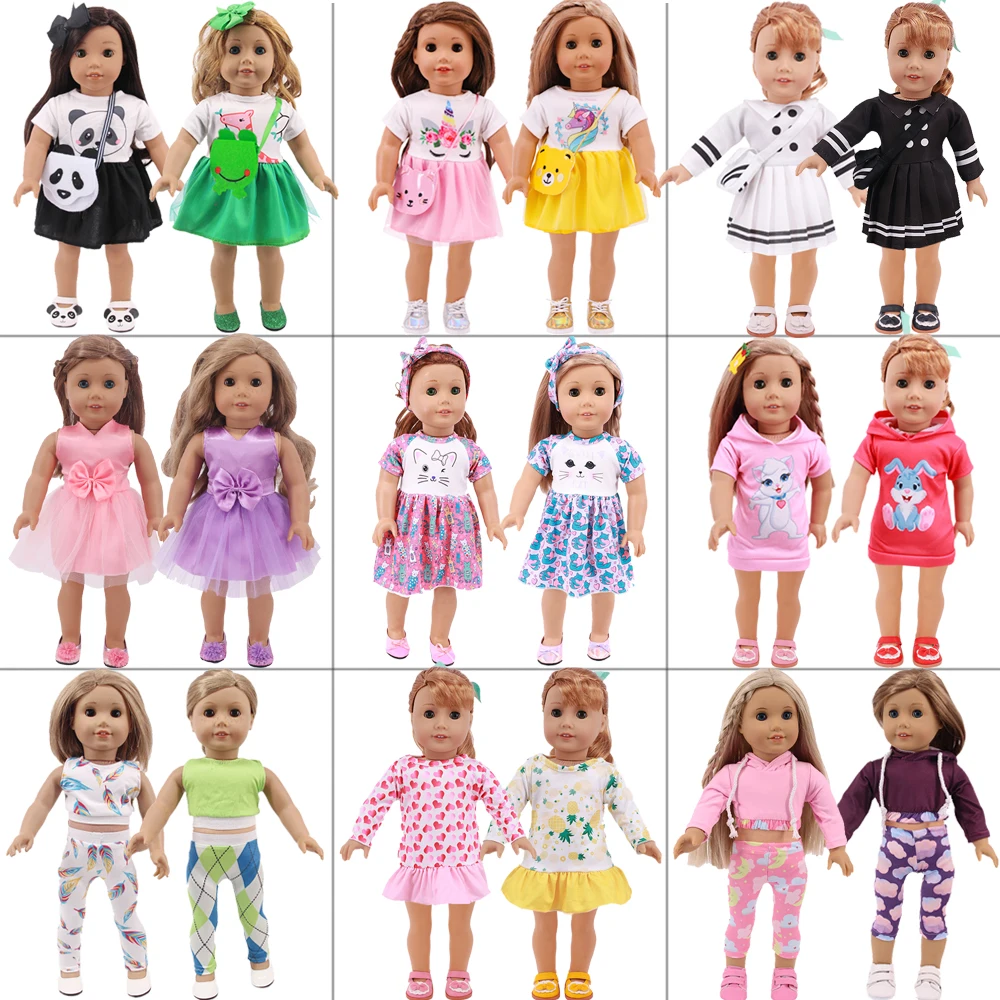 18Inch Girl Doll Clothes Shoes Handmade Bow Yarn Skirt Bunny Hoodies Fit For 41-43cm Reborn Baby Doll Accessories Kids Diy Gift