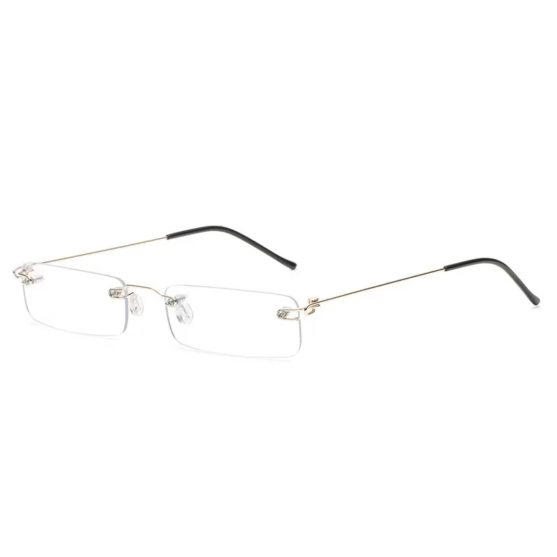 Moda Rimmless okulary do czytania elastyczne aluminiowe bezramowe okulary z etui Retro kwadratowa ramka okulary dla mężczyzn dioptrii + 3.5 + 4