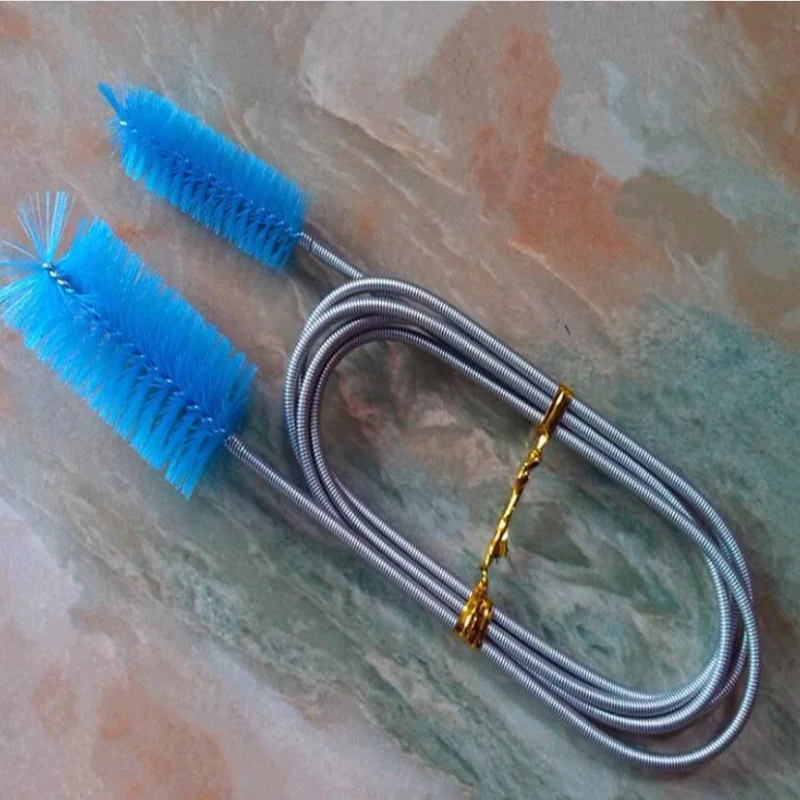 Stainless Steel Spring Cleaning Brush, Double Head, Filter Tube, Hose, Aquarium Accessories