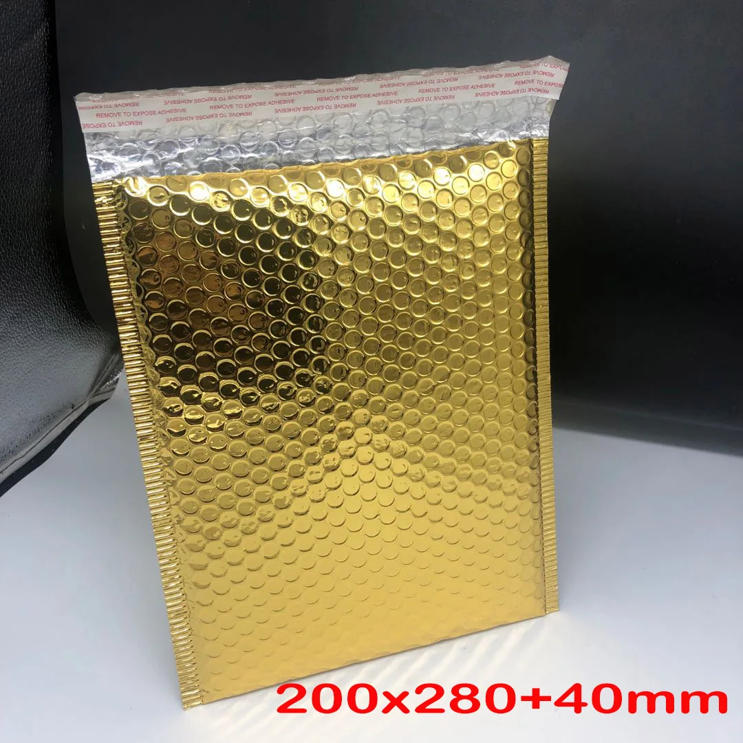 10pcs Gold Foil Plastic Padded Bubble Envelopes Bags Mailers Envelope With Bubble Mailing Bag Business Wedding Gift Supplies