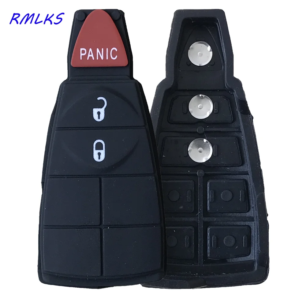 New REPLACEMENT Rubber Key Button Pads Smart Remote Key Housing Fobik Case Button Keyless Entry Fob for Dodge For Chrysler