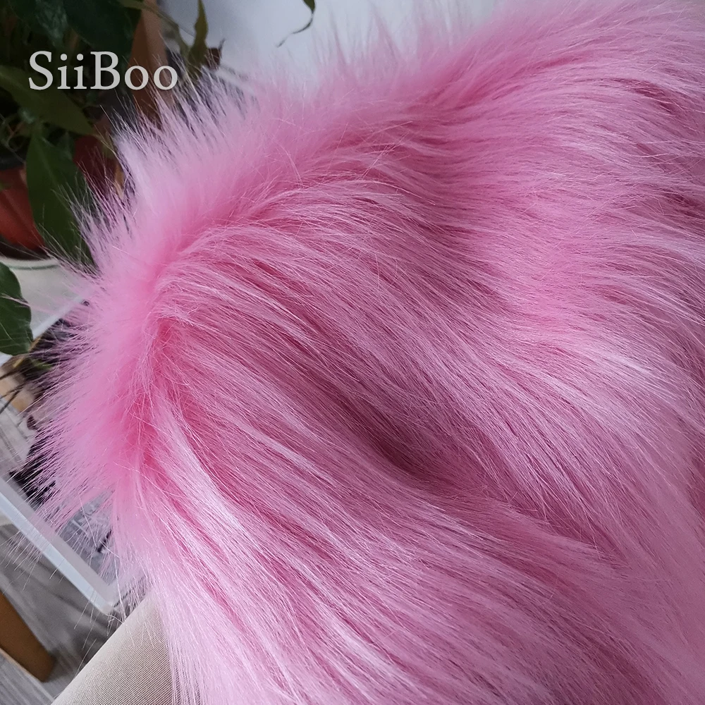 9cm pink plush faux fur fabric for winter coat vest Fur collar 150*50cm 1pc long hair fur fabric DIY tissue free ship SP3911