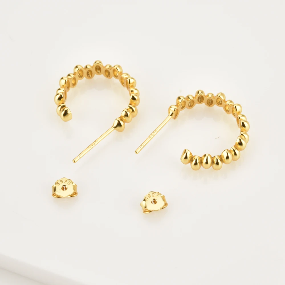 ANDYWEN 925 Sterling Silver Gold Beads Charms Ear Cuff Earring Earcuff None Piercing Clips Cuffs Women Party Rock Fine Jewelry