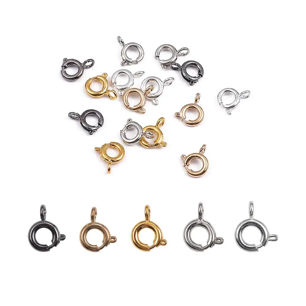 10-20pcs/lot Gold Spring Ring Clasp With Open Jump Ring Jewelry Clasp For Chain Necklace Bracelet Connectors Jewelry Making