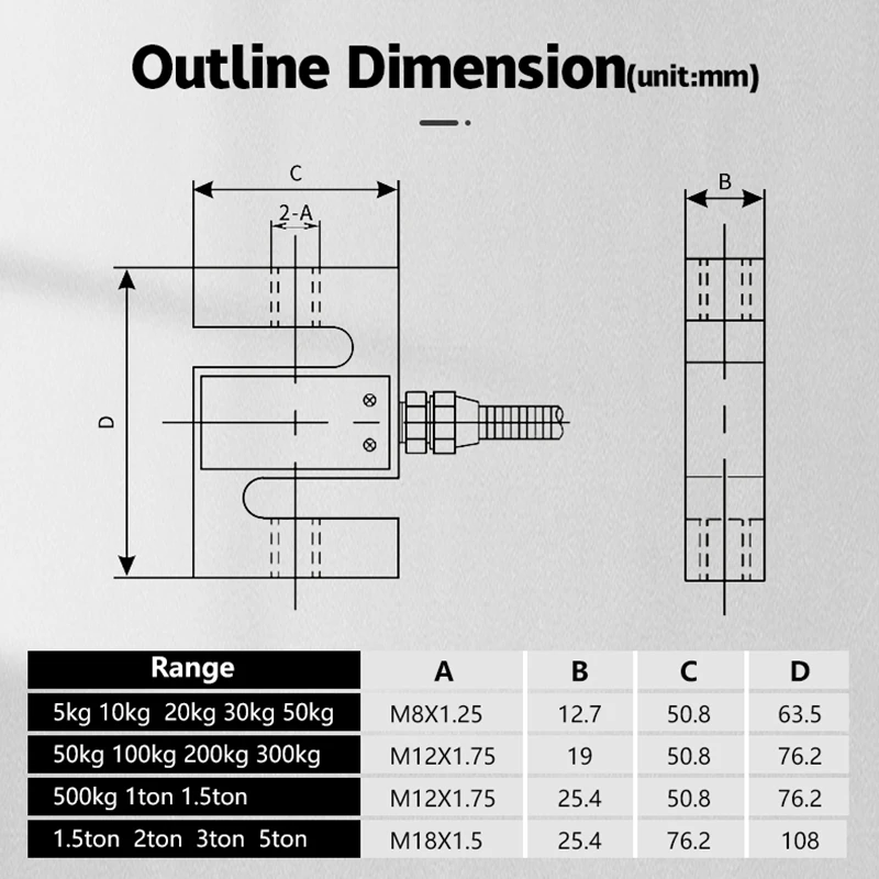 DYLY-103 Pressure Pull Force Stype Load Cell Sensor Weighing Transducer Stress Tension Measuring Test components 5KG 100KG 1T 5T