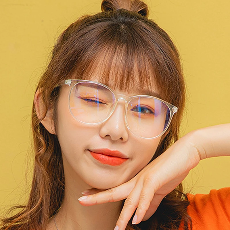 Feishini Oversized Glasses Anti Blue Light Glasses Blocking Filter Reduces Eyewear Strain Clear Eyeglasses Frame Women Cat eye