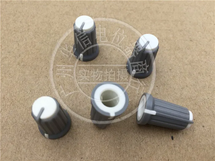 

20pcs width 12MM * high 19MM Potentiometer knob cap / white / axle within hole 6MM / indication scale