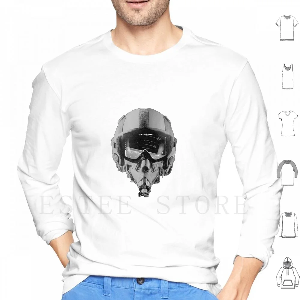 Fighter Pilot Helmet With Altimeter Hoodies Long Sleeve Fighter Pilot Airplane Aviator Air Force Navy Altimeter Hud
