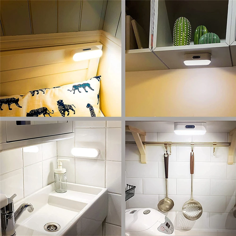 Tokili Touch Night Light 5 Colors Brightness Dimmable USB Plug/Rechargeable/Motion Sensor for Wardrobe Cabinet Mirror Kitchen