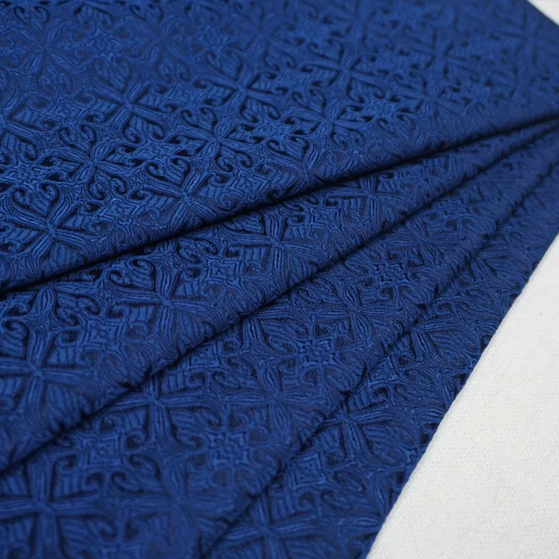 Deep blue jacquard damask fabric for DIY sewing coat curtain table cloth sofa cushion upholstery patchwork home decoration