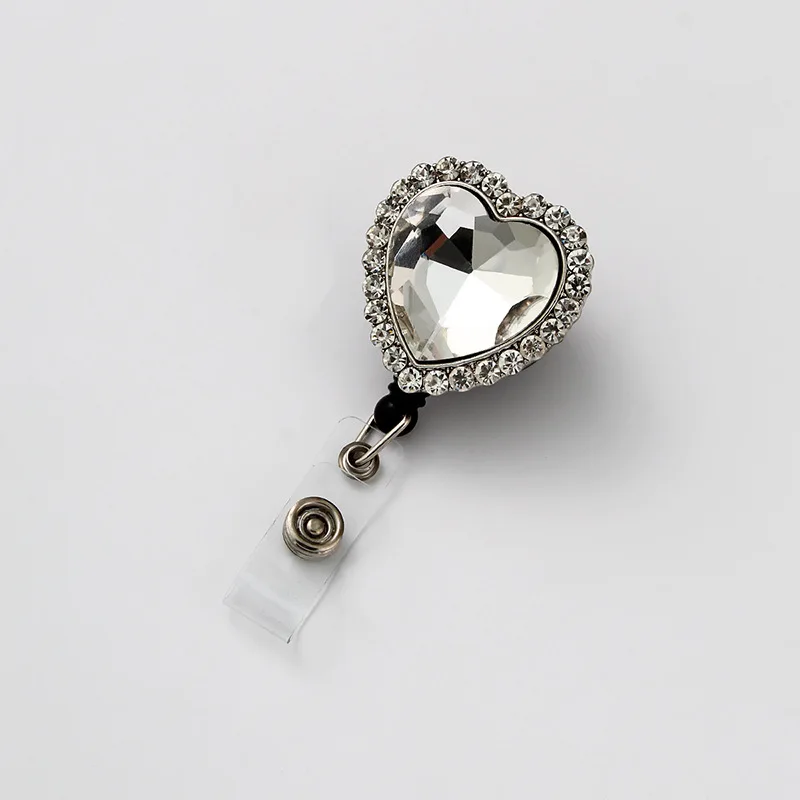 Hot Sales Heart Badge Holder Retractable Student Nurse Office ID Badge Reel with Interchangeable Jewelry Badge Holders