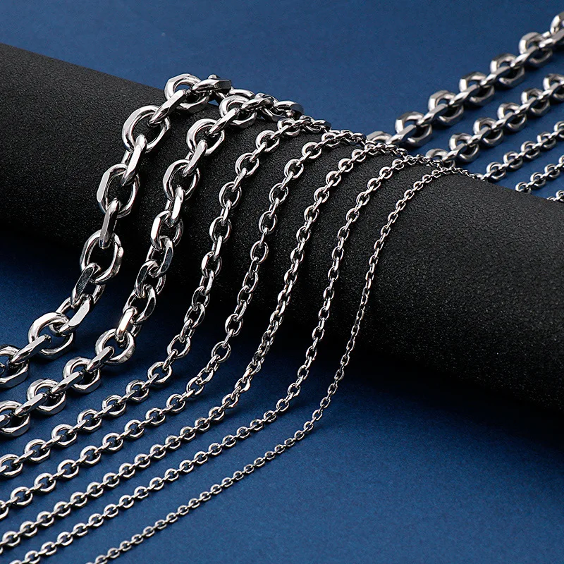 Stainless Steel Chains Necklaces Cuban O Chain for Men Women Hip Hop Punk DIYJewelry1.5MM 2MM 3MM 4MM 5MM 6MM Wholesale