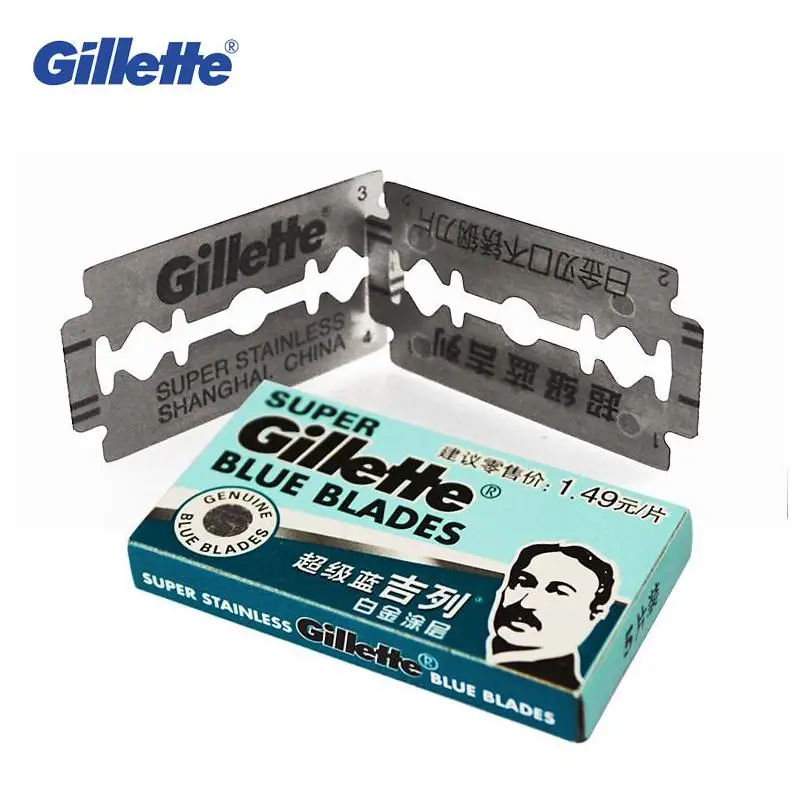 Gillette Super Blue Shaving Razor Blades For Men Stainless Steel 5 Blades Double Edge Shaver Blades Heads