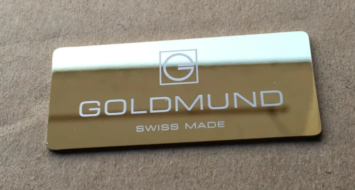 Goldmundโลโก้ (53มม.* 23มม.* 1มม.) เหมาะสำหรับเครื่องขยายเสียงกรณี