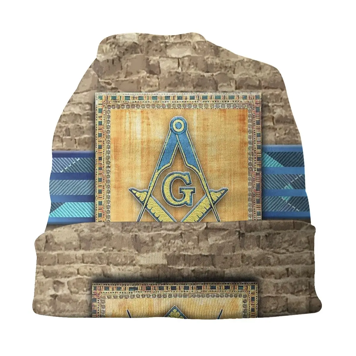 Egyptian Pyramid Square Compass Bonnet Hats Knit Hat Vintage Autumn Skullies Beanies Hat Masonic Mason Freemason Dual-use Caps